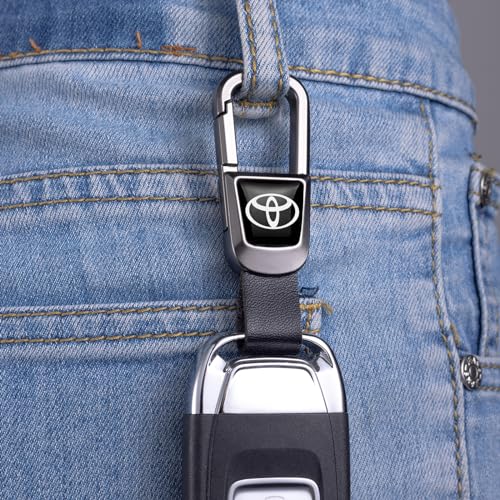 BFIVEANTE leather car keychain set for Toyota, Corolla, RAV4, Highlander men and women family present keychain key ring lanyard accessories (black) - Image 5