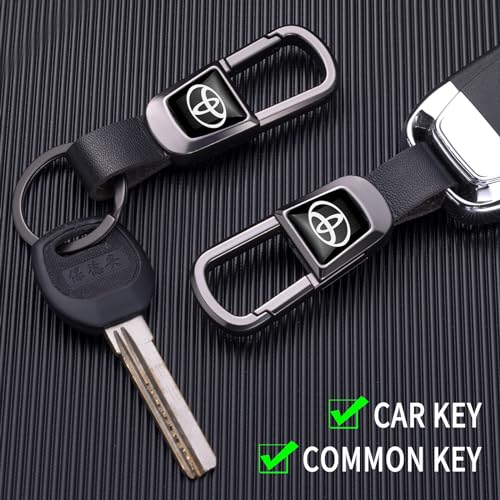 BFIVEANTE leather car keychain set for Toyota, Corolla, RAV4, Highlander men and women family present keychain key ring lanyard accessories (black) - Image 4