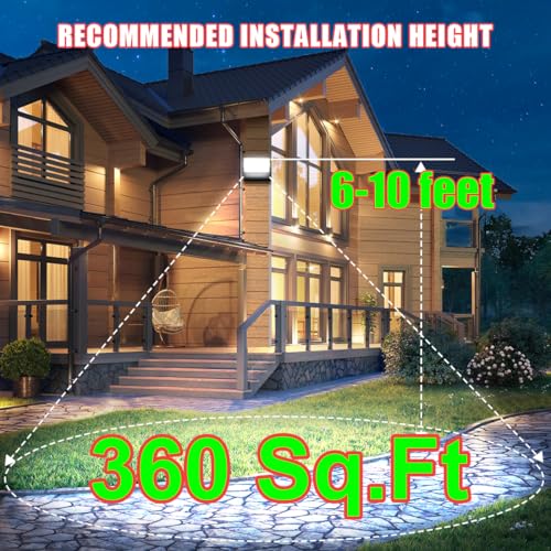 Juyace 60W LED Flood Lights Outdoor Wall Pack Light No photocell Lighting Fixtures for House 360° Rotational 6000lm 5000K IP65 Waterproof Modern Security Floodlights for Above Garagee - Image 3