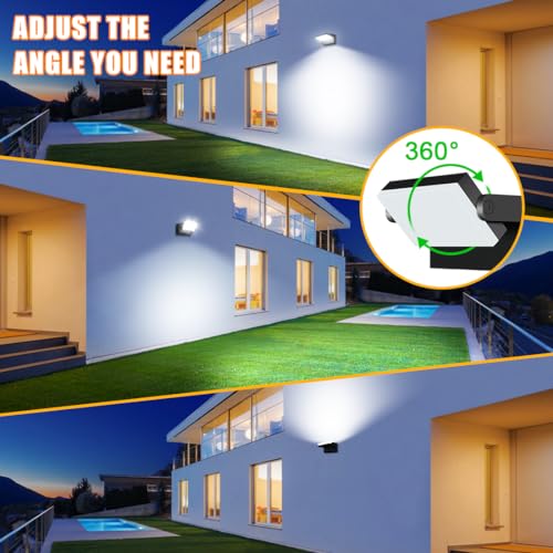 Juyace 60W LED Flood Lights Outdoor Wall Pack Light No photocell Lighting Fixtures for House 360° Rotational 6000lm 5000K IP65 Waterproof Modern Security Floodlights for Above Garagee - Image 4