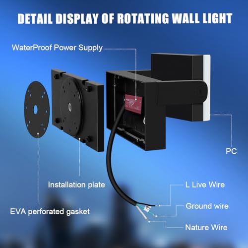 Juyace 60W LED Flood Lights Outdoor Wall Pack Light No photocell Lighting Fixtures for House 360° Rotational 6000lm 5000K IP65 Waterproof Modern Security Floodlights for Above Garagee - Image 5