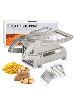 French Fries Cutter Machine – Stainless Steel 2-Blade Commercial French Fry Potato Chipper & Vegetable Slicer, Multi-Function Potato Chopper for Home, Restaurant, Fruits, Veggie Slicer Chipp