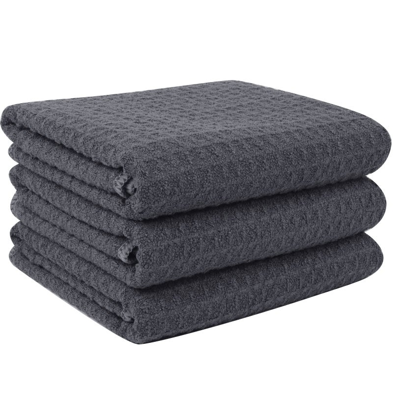 VIVOTEMicrofibre Tea Towels for Kitchen Waffle No Fluff Lint Residue Reusable Kitchen Dish Towels Soft Super Water Absorbent Dry Cloths Dry Quickly Tea Clothes Grey 40x56cm 380gsm