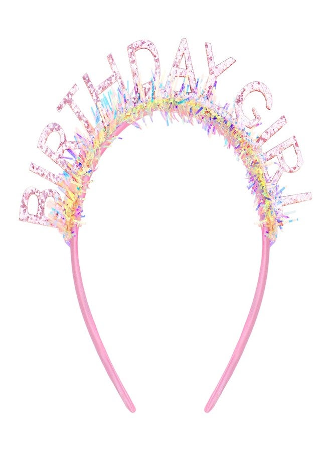Jaciya Birthday Girl Glitter Headband for Women Girls Sparkling Pink Party Hair Accessories with Confetti Tinsel - Image 1
