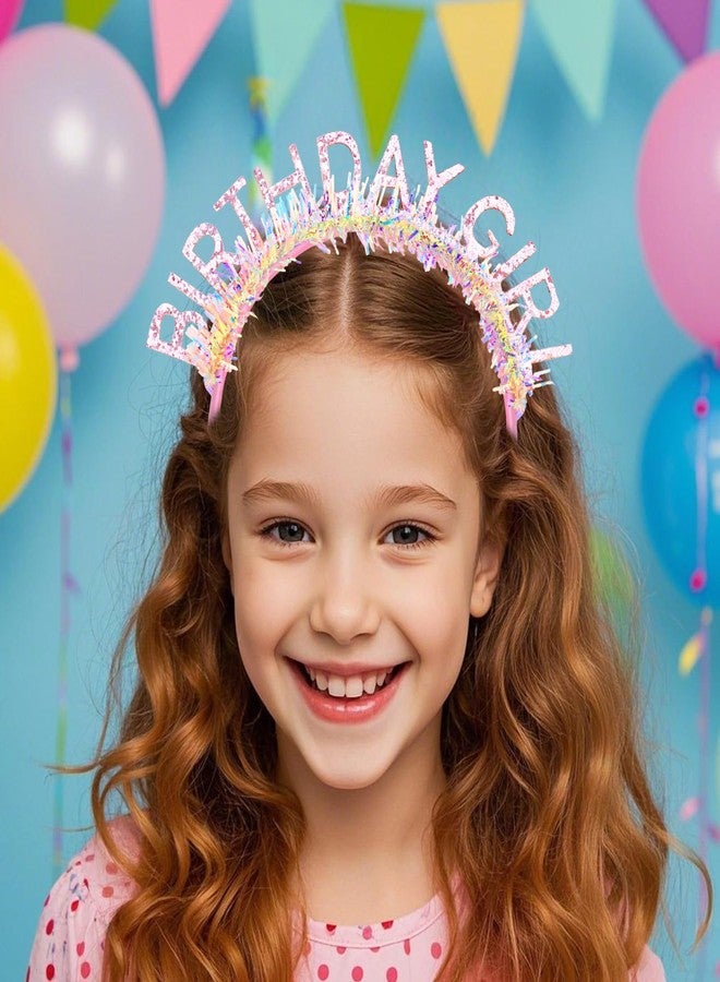 Jaciya Birthday Girl Glitter Headband for Women Girls Sparkling Pink Party Hair Accessories with Confetti Tinsel - Image 4