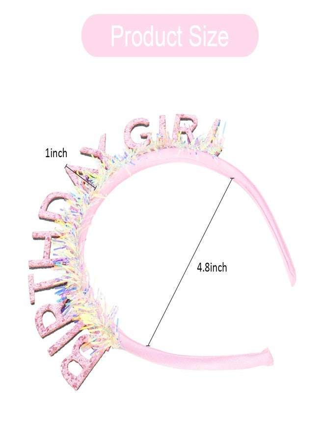 Jaciya Birthday Girl Glitter Headband for Women Girls Sparkling Pink Party Hair Accessories with Confetti Tinsel - Image 3