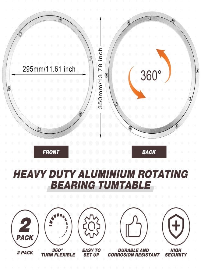 JaGely 2 Pack 14 Inch Lazy Susan Hardware Aluminum Alloy Turntable Rotating Hardware Heavy Duty Lazy Susan Bearing Ring Mechanism for Kitchen Dinning Table - Image 2