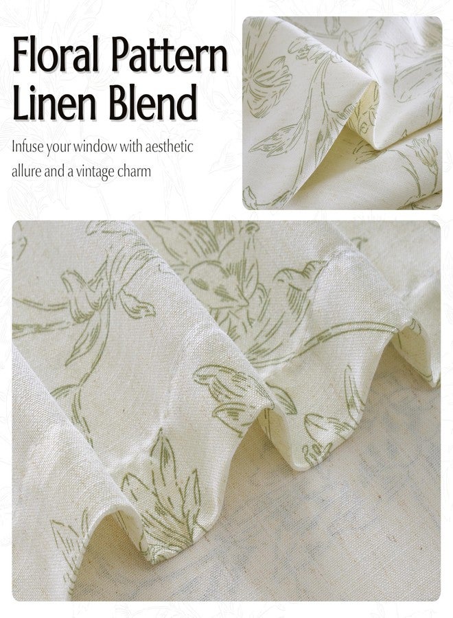 BILEEHOME Farmhouse Floral 90 Inch Curtains for Living Dining Room Bedroom Pinch Pleat Light Filtering Linen Curtains Sage Green Flower Pattern Printed French Country Boho Vintage Plated Drapes 90 Inches Long - Image 3