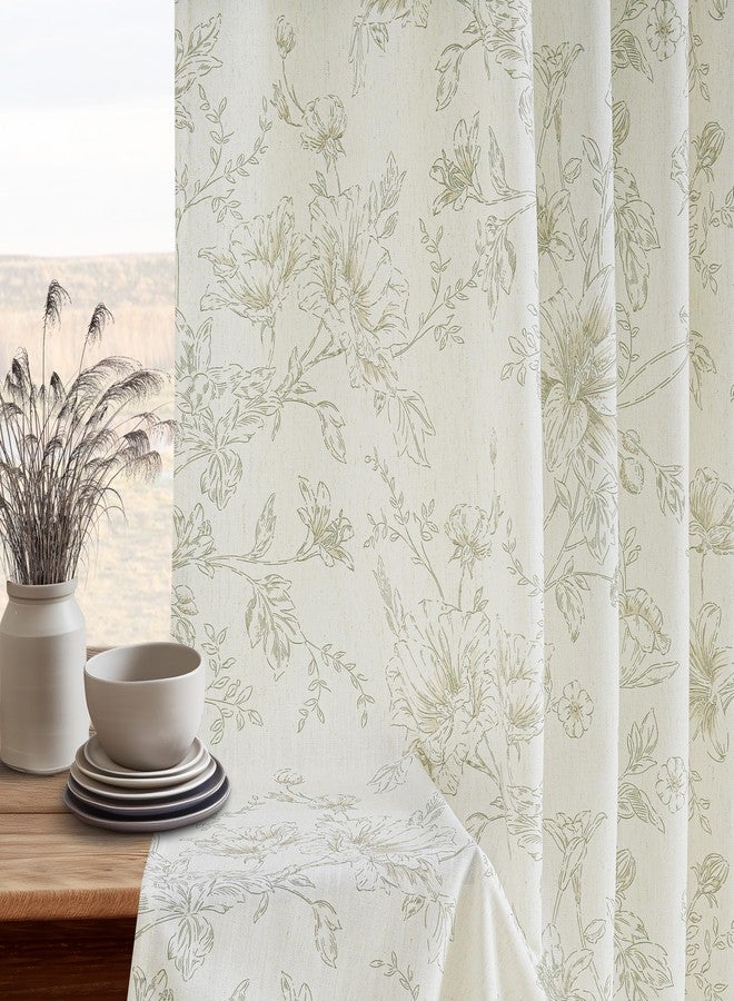 BILEEHOME Farmhouse Floral 90 Inch Curtains for Living Dining Room Bedroom Pinch Pleat Light Filtering Linen Curtains Sage Green Flower Pattern Printed French Country Boho Vintage Plated Drapes 90 Inches Long - Image 2