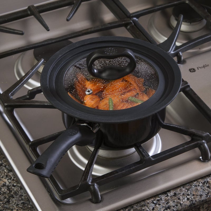 Ecolution Universal Lid for Pots and Pans, Fits 6-Inch to 8-Inch Cookware, Tempered Glass Replacement Lid with Heat Resistant Silicone Edge, Dishwasher Safe, Made without BPA, Small, Black - Image 5