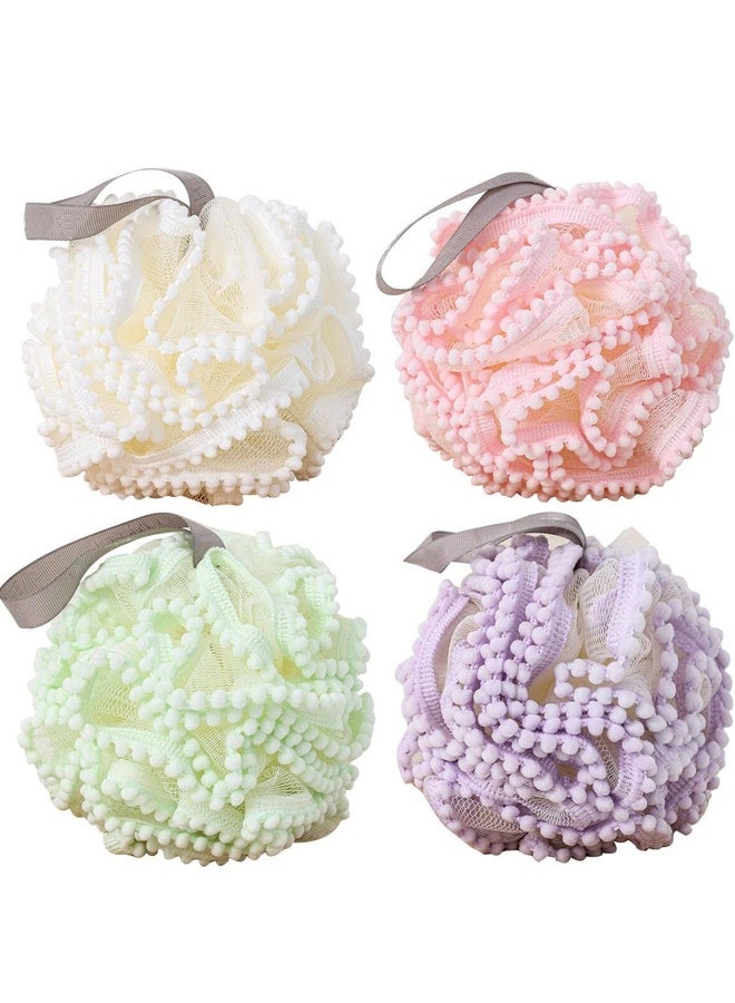 4 قطعة حمام Loofah اسفنجة، تقشير حمام اسفنجة الجسم مكرر دش كرة حمام اسفنجات للنساء / الرجال / الأطفال اكسسوارات السباحة متعددة الألوان - Image 1