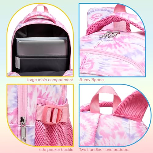 BLUEFAIRY Kids Backpack for Girls Elementary Primary Middle School Bags for Aged 8-10 for Teens Childs Bookbags Back to School Book Bags Gifts Mochilas para NiÃ±as de 6 7 8 9 10 AÃ±os Tie-dye Pink - Image 5