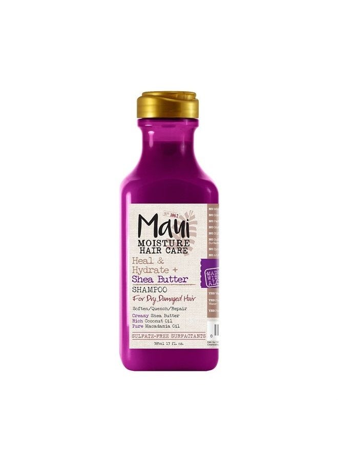 MAUI MOISTURE Heal & Hydrate + Shea Butter Shampoo to Repair & Deeply Moisturize Tight Curly Hair with Coconut & Macademia Oils, Vegan, Silicone, Paraben & Sulfate-Free, 13 fl oz  - Image 1