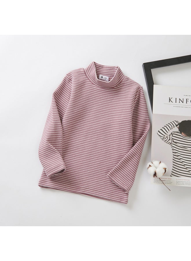 Children's Wear Base Shirt Girl's Autumn Middle Collar Thickened Branding Top Spring New Korean Style Foreign Style Striped Base Shirt