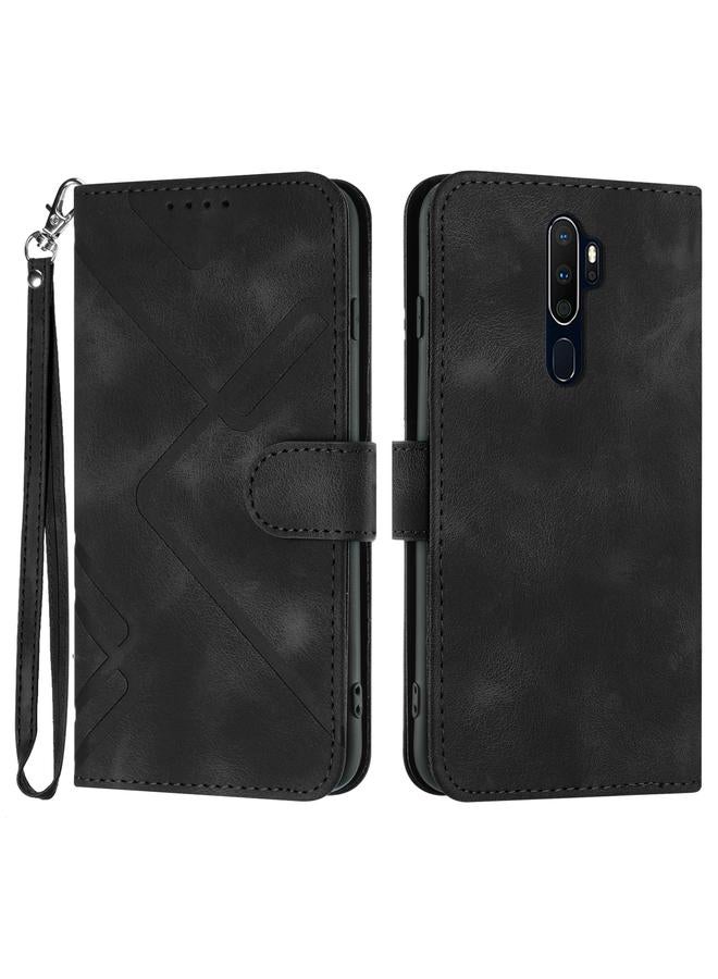 اس-توب جراب هاتف من الجلد بتصميم خطوط لهاتف OPPO A9 2020/A5 2020 - Image 1