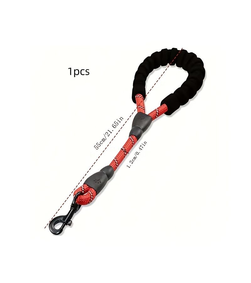 High Reflective Handle Pet Leash Red Size L Short Pull Small Medium Dogs - Image 2