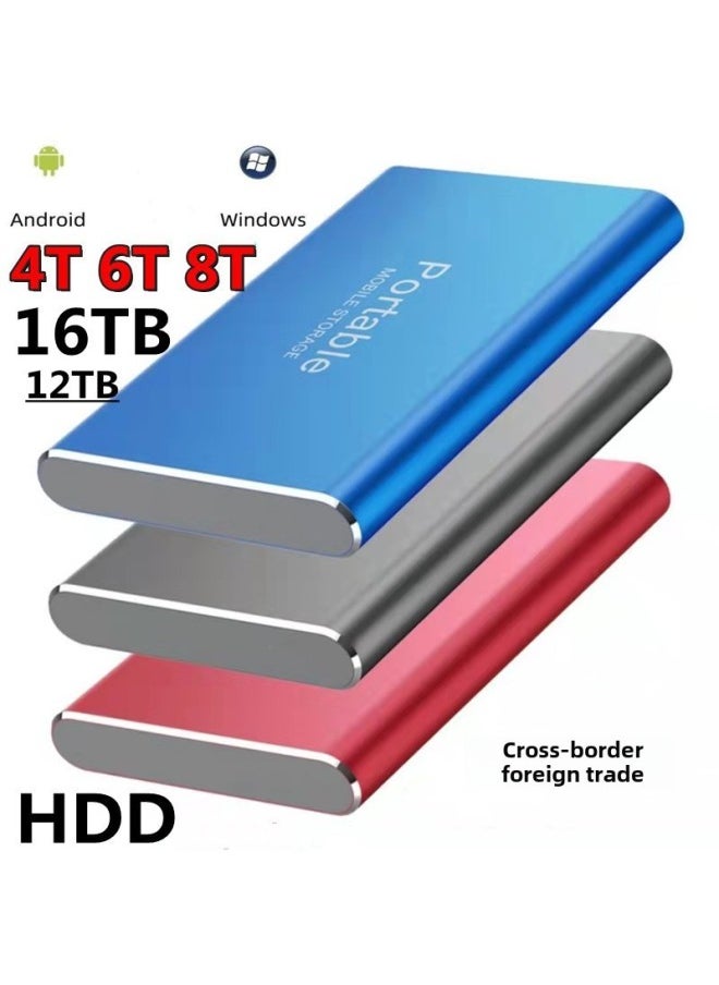 Generic 2T 4T 8TB Mobile Hard Disk 2.5-inch USB3.0 High-speed Transmission Mobile Solid State Disk-Capacity:20TB-Interface:Red  - Image 1