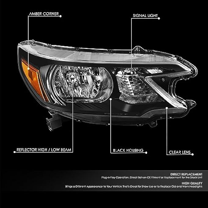 DNA MOTORING مصباح أمامي أيمن من طراز Oe متوافق مع هوندا CrV موديلات 2012-2014، رقم الموديل Hl0227R - Image 2