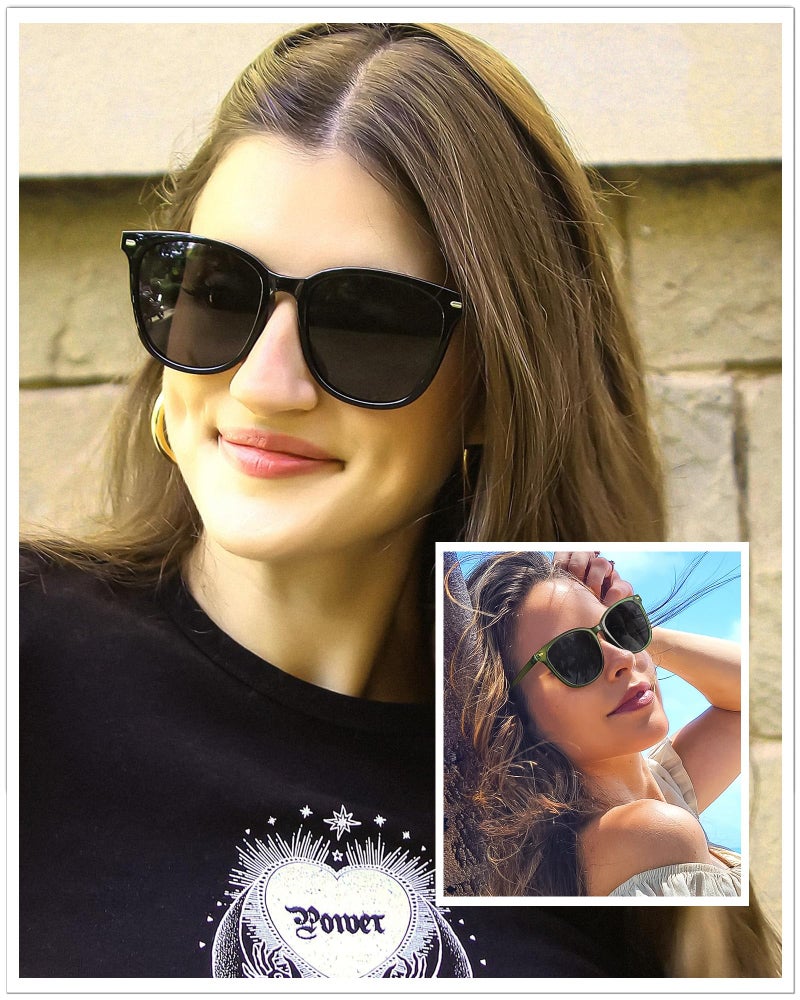 FIMILU 2 Packs Sunglasses for Women Polarized UV400 Protection Lens Big Frame Fashion Glasses Trendy Stylish Shade - Image 2