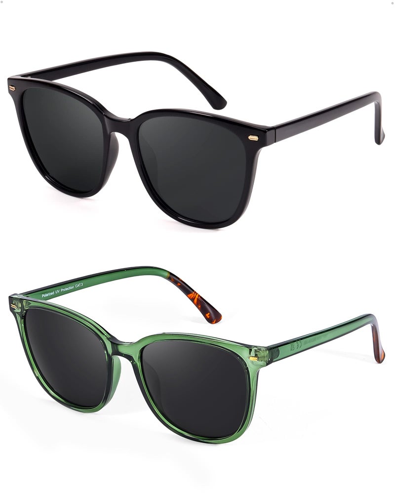 FIMILU 2 Packs Sunglasses for Women Polarized UV400 Protection Lens Big Frame Fashion Glasses Trendy Stylish Shade - Image 1