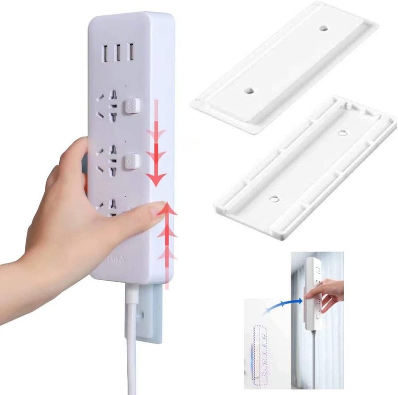 FUNI Self Adhesive Power Strip Fixator, No Hole Plug-in Wall Socket Sticker, Fixer Reusable Adapter Fixer, Desk Wall Mount, for WiFi Router, Remote Control, Paper Towel Box (4 Pcs) - Image 1