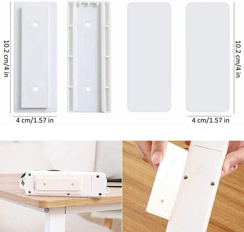 FUNI Self Adhesive Power Strip Fixator, No Hole Plug-in Wall Socket Sticker, Fixer Reusable Adapter Fixer, Desk Wall Mount, for WiFi Router, Remote Control, Paper Towel Box (4 Pcs) - Image 2