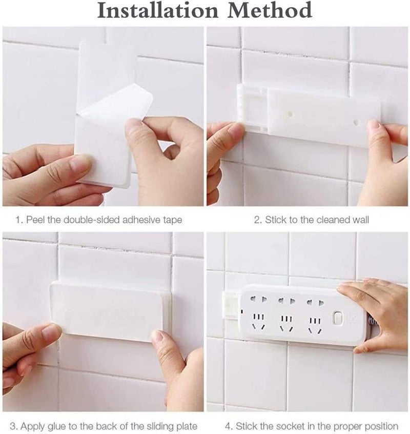 FUNI Self Adhesive Power Strip Fixator, No Hole Plug-in Wall Socket Sticker, Fixer Reusable Adapter Fixer, Desk Wall Mount, for WiFi Router, Remote Control, Paper Towel Box (4 Pcs) - Image 4