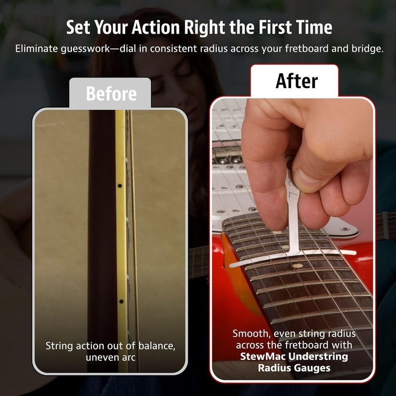 StewMac Understring Radius Gauges, Set of 9, Standard Width for Guitar Setup, for 6-String Guitars and Most 4-String Basses - Image 3