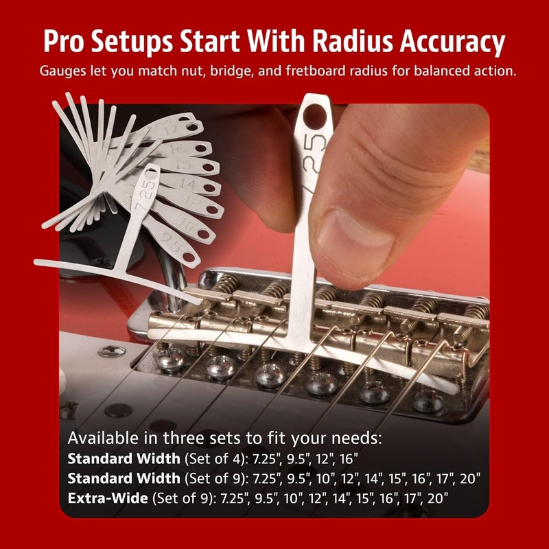 StewMac Understring Radius Gauges, Set of 9, Standard Width for Guitar Setup, for 6-String Guitars and Most 4-String Basses - Image 4