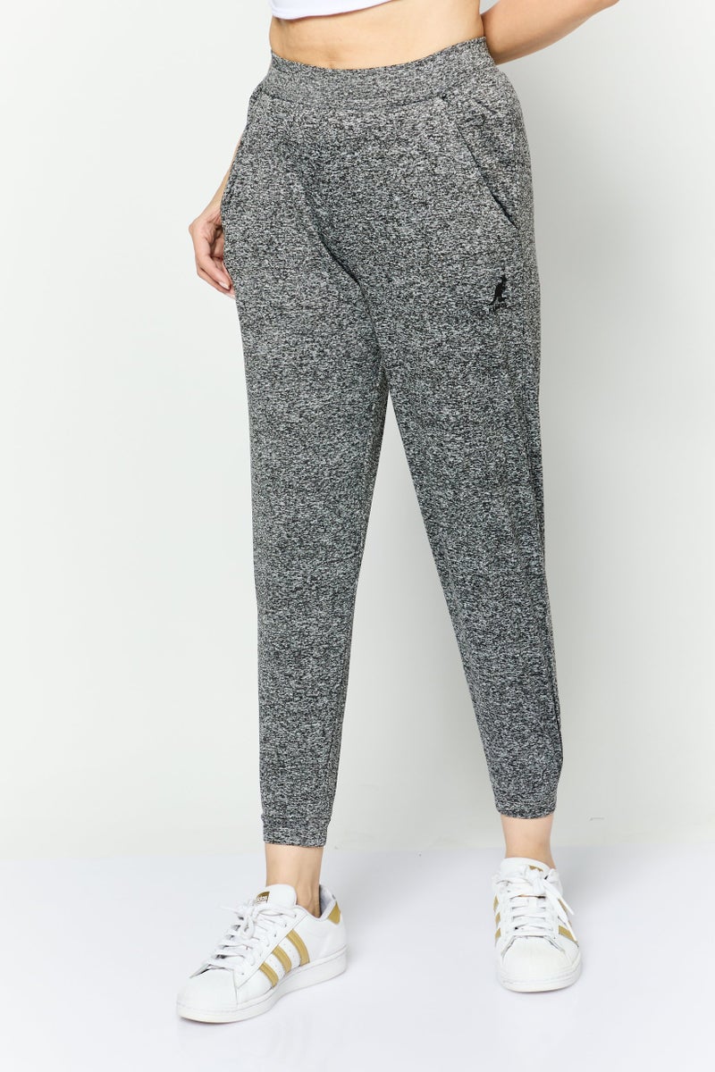 KANGOL Women Regular Fit Straight Leg Brand Logo Jogger Pants, Grey - Image 1