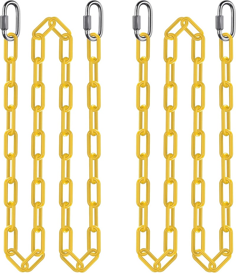 BeneLabel 2Pcs 100" Coated Swing Chain with Carabiners 1000 LBs Capacity Heavy Duty Hanging Chains Porch Swing Chains with Hooks Yellow Chain for Hammock Chairs, Tree Swing, Hanging Chair, Heavy Bags - Image 1