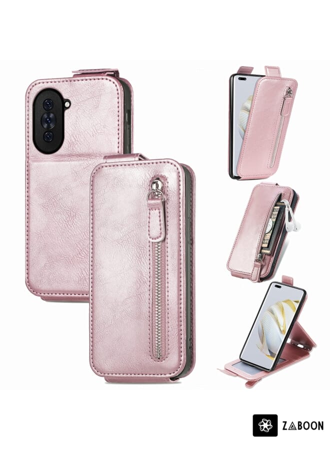 Zaboon Protective Case For Huawei Nova 10 Pro Zipper Wallet Vertical Flip Leather - Image 1