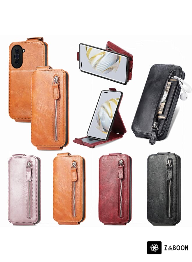 Zaboon Protective Case For Huawei Nova 10 Pro Zipper Wallet Vertical Flip Leather - Image 5