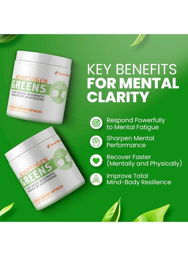 SaltWrap Adaptogen Greens - Mind-Body Resilience Formula - Caffeine-Free Nootropic for Stress, Focus, and Cognitive Performance - 90 Capsules - Image 4