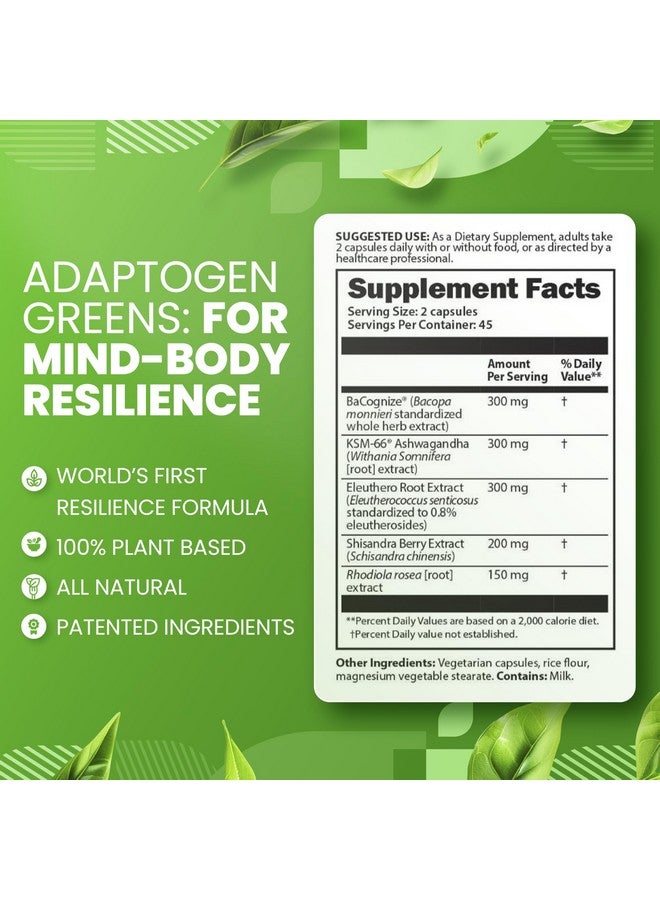 SaltWrap Adaptogen Greens - Mind-Body Resilience Formula - Caffeine-Free Nootropic for Stress, Focus, and Cognitive Performance - 90 Capsules - Image 3