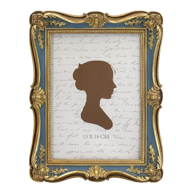 AELS 5x78x10 Inch Vintage Picture Frame Elegant Antique Photo Frames with Glass Front Photo Display Tabletop Wall Hanging Gift Ideas Gold Gold and Blue 5x7