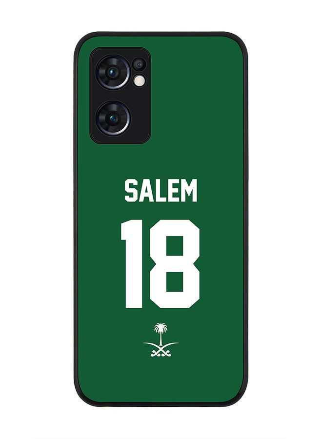 Stylizedd Rugged Black edge case for Oppo Find X5 Lite, Slim fit Soft Case Flexible Cover - Football Team - Saudi Arabia, Player Name - Salem - Image 1