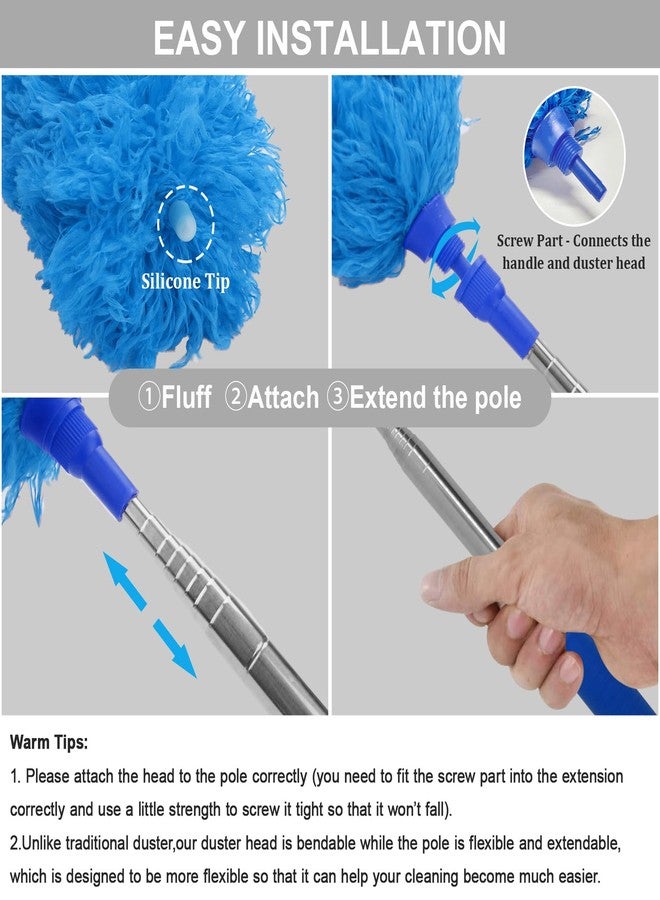DELUX Microfiber Feather Duster Extendable Duster with 100 inches Extra Long Pole, Bendable Head & Long Handle Dusters for Cleaning Ceiling Fan, High Ceiling, Blinds, Furniture & Cars - Image 2