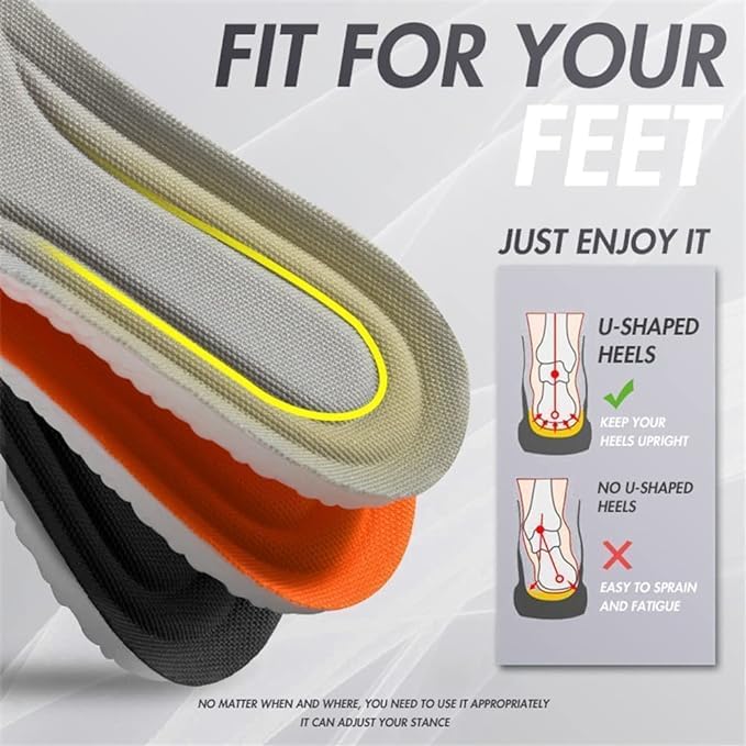 JUDEE Elastic Shock Absorbing Height Increasing Sports Shoe Insoles for Men and Women Cuttable Soft Breathable Honeycomb Orthotic Replacement Inserts Insoles, Relieve Foot Pain (39-40) - Image 4
