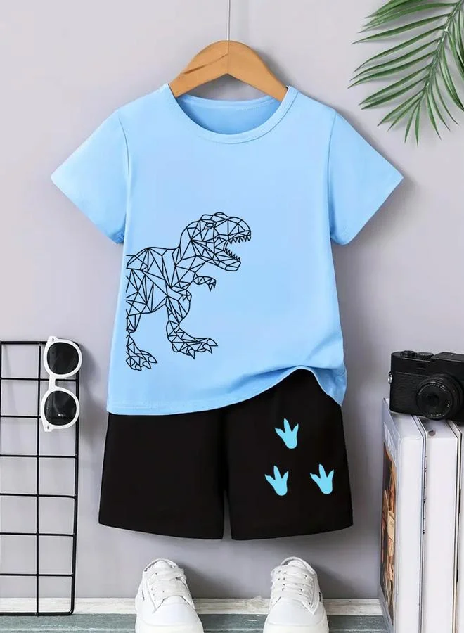 تايك تو Take Two Boys Blue Dinosaur Graphic T-Shirt and Shorts Set