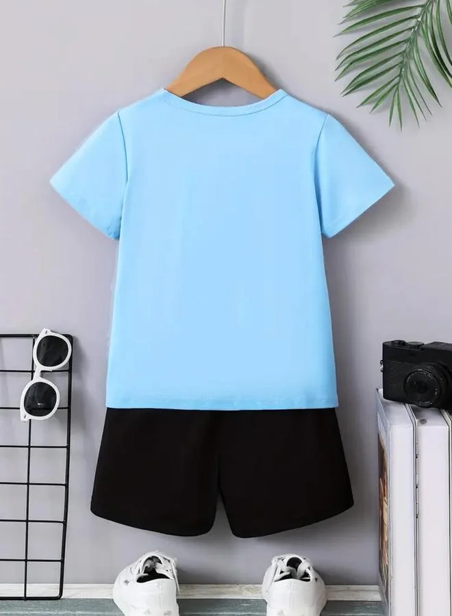تايك تو Take Two Boys Blue Dinosaur Graphic T-Shirt and Shorts Set