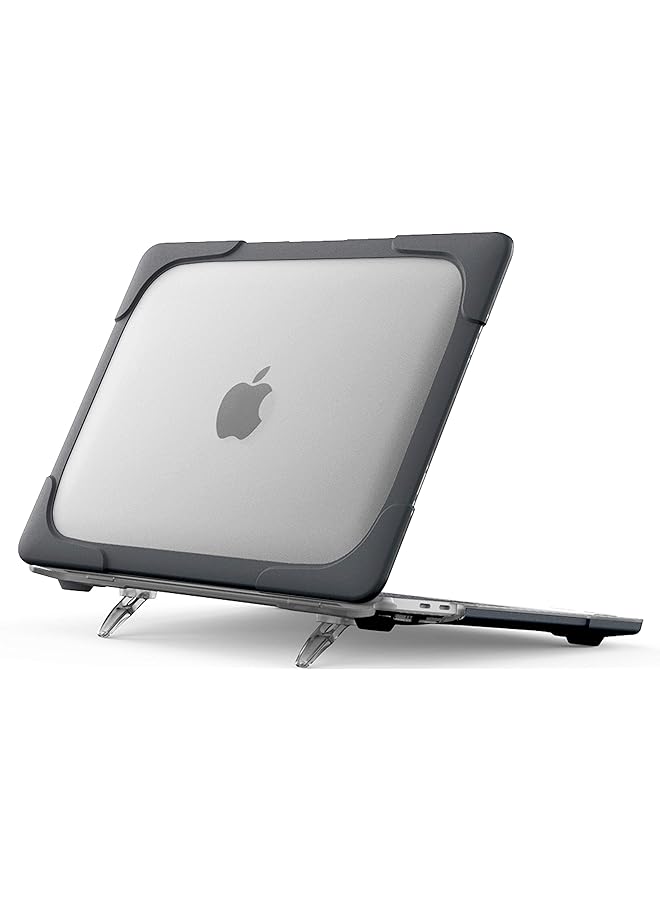 Procases Macbook Pro 13 Inch Case 2022 2020 M1 A2338 A2289 A2251 Heavy Duty Slim Hard Shell Dual Layer Protective Cover With Fold Kickstand For Macbook Pro New 13 Inch Retina With Touch Id Black - Image 1