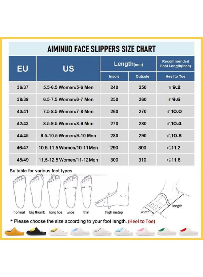 AIMINUO Women's Men's Retro Preppy Happy Face Slippers Comfy Warm Plush Slip-On House Slipper for Winter Indoor Soft Cushion Non-slip Fluffy Slides Slippers, White-pink, 8-8.5 Women/7.5-8 Men - Image 2