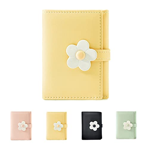 MEISEE Small Wallet for Girls Women Tri-folded Wallet Cash Pocket flowers Print Card Holder Coin Purse with ID Window elegant youthful and cute (2-yellow-2) - Image 1