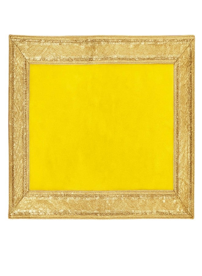 Divshana Yellow Velvet Bhagwan Ji Ka Aasan Cloth with Golden Border 8 * 8 Inch Pack of 5 Pooja Aasan for Mandir & Festival Use - Image 1