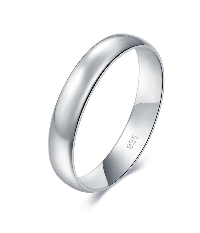 BORUO Silver Ring – 925 Pure Sterling Silver Ring - Sterling Silver Rings for Women – Elegant Silver Band Rings For Women and Men - Gifts for Special Occasions 4mm Ring Size 4 - Image 1