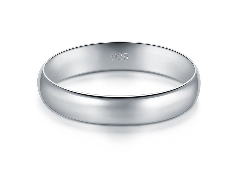 BORUO Silver Ring – 925 Pure Sterling Silver Ring - Sterling Silver Rings for Women – Elegant Silver Band Rings For Women and Men - Gifts for Special Occasions 4mm Ring Size 4 - Image 2
