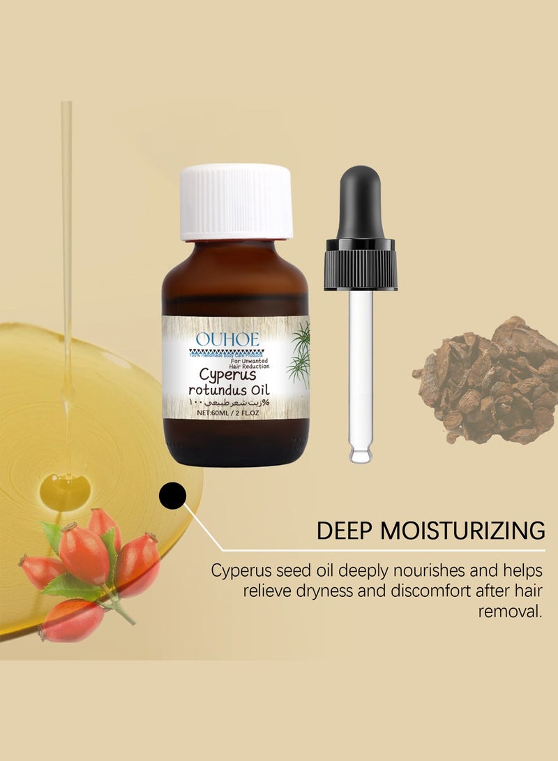 OUHOE Cyperus Rotundus Oil Set with Razor for Hair Removal   , Natural Cyprus Oil Natural Nut Grass Oil for Reducing Body Hair Growth Smooth Skin, Moisturizing Nourishing and Soothing Gentle and Non Irritating - Image 3