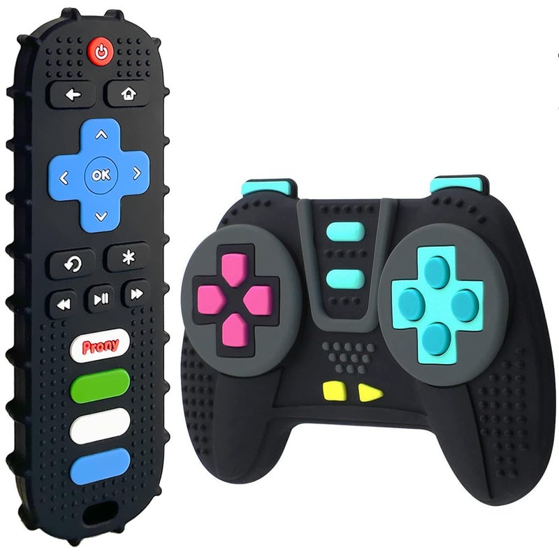 PRONY Silicone Remote Control and Game Controller Teething Toys for Baby 3 Months and Up,Sensory Teether Toys for Toddler Boy and Girl - Image 1