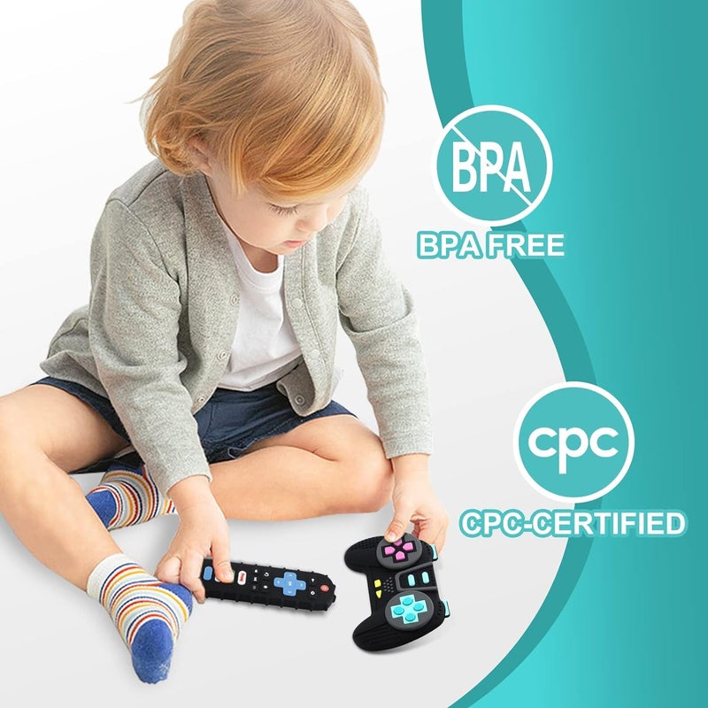 PRONY Silicone Remote Control and Game Controller Teething Toys for Baby 3 Months and Up,Sensory Teether Toys for Toddler Boy and Girl - Image 2